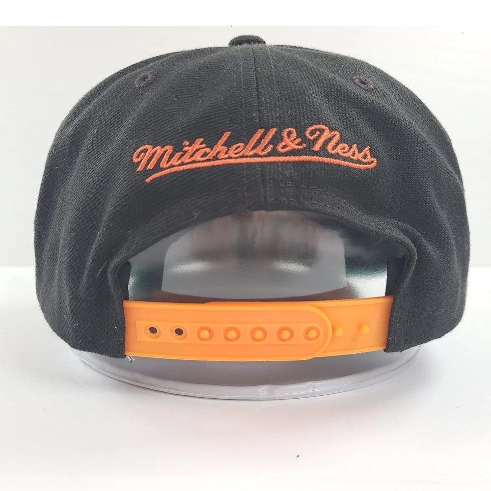 Mitchell & Ness Phoenix Suns Snapback Hat Black‎ Orange Script Logo Mens Cap NBA
